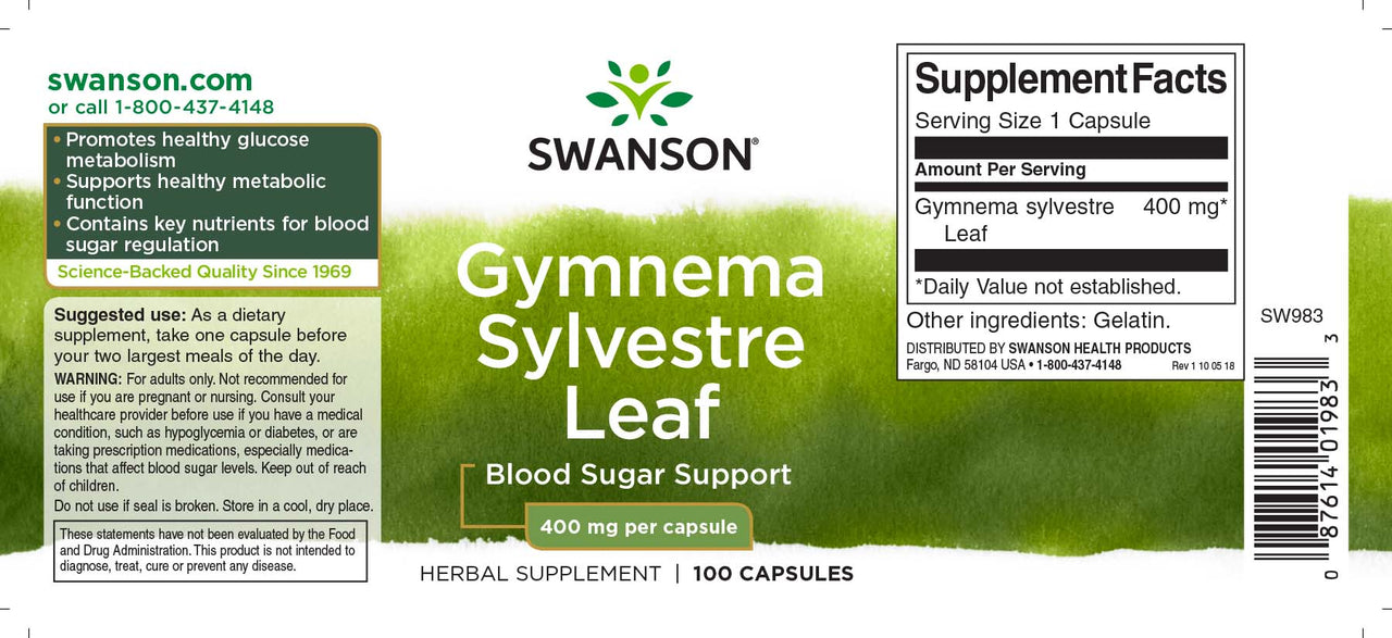 Swanson Gymnema Sylvestre Leaf - 400 mg 100 capsule integratore.