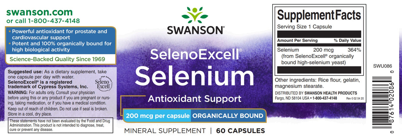 SwansonSelenoExcell è un integratore di selenio per la cura del sistema cardiovascolare.