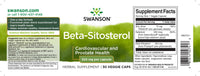 Miniatura di Swanson Beta-Sitosterolo - 320 mg 30 capsule vegetali Etichetta dell'integratore alimentare.