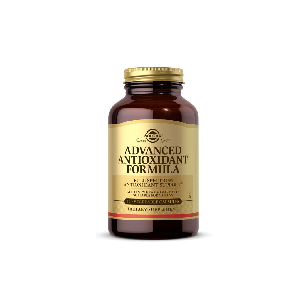 Un flacone di Solgar's Advanced Antioxidant Formula 120 Capsule Vegetali.