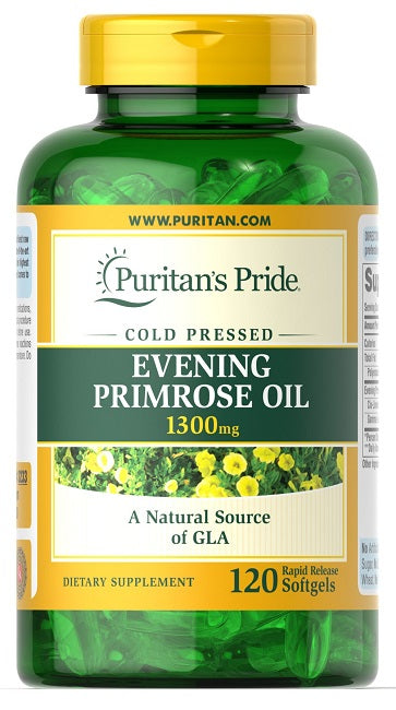 Puritan's Pride Olio di enotera 1300 mg con GLA 120 Capsule molli a rilascio rapido.