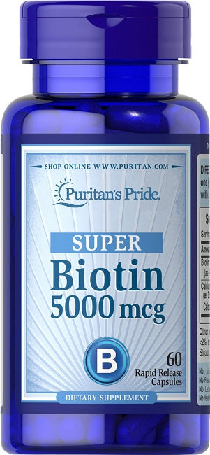 Puritan's Pride Biotina 5000 mcg 60 Capsule è un integratore alimentare.