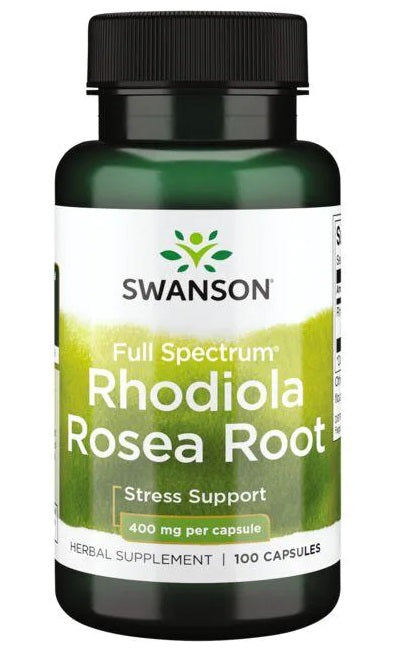 Swanson Rhodiola Rosea Root 400 mg 100 Capsule, un'erba adattogena nota per ridurre lo stress.