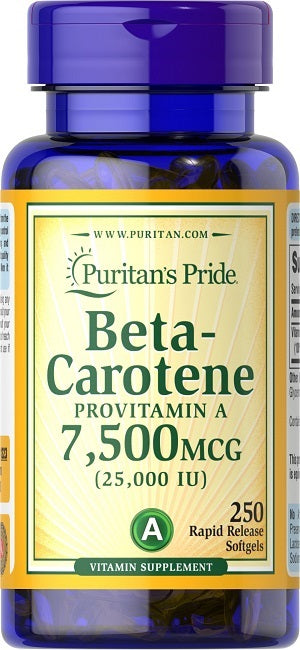 Puritan's Pride Beta Carotene - 25000 UI 250 softgel Integratore alimentare di vitamina A.