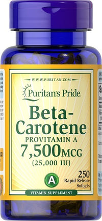 Miniature per Puritan's Pride Beta Carotene - 25000 IU 250 softgel Integratore alimentare di vitamina A.