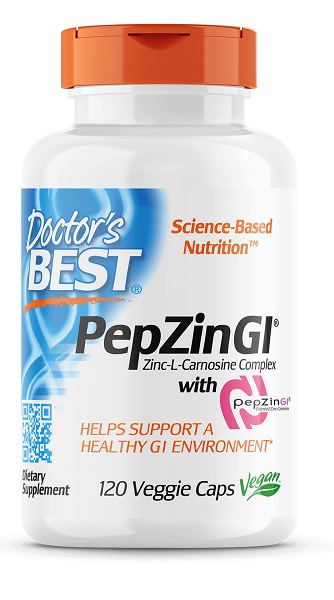 Doctor's Best PepZin GI 120 capsule vegetali integratore alimentare per i disturbi occasionali dello stomaco e per la salute dello stomaco.